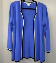 Misook Cardigan Open Front Blue Cardigan Size Medium Lightweight Ponte Knit