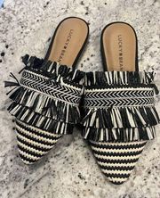 Lucky Brand | Black & White Fringe Baoss Mule - Women 6