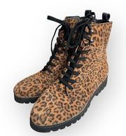 Donald Pliner Boots Size 9.5 Leather Animal Print Classic Hiker Design Suede NEW