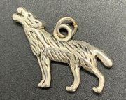 Silver Tone Howling Dog Wolf Charm Pendant 1"