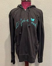 Butterfly Brown Turquoise Zip-Up Hoodie Jacket