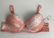 NWT Danskin Intimates Orange/Red Geo Push Up Bra