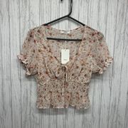 Womens Size S Active USA Floral Chiffon Top NWT