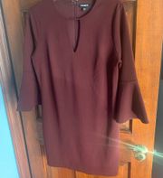 Dark red, long bell sleeve Express Dress, size Medium