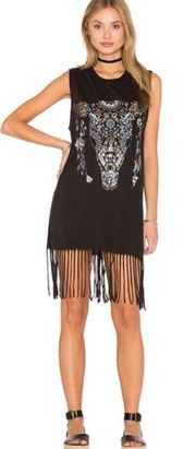 Gin Tank Fringe Dress Onyx Bull