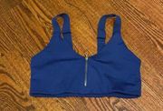 Girlfriend Collective Navy Zip Front Sports Bra