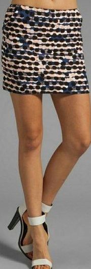 DVF Diane Von Furstenberg Tweed Nelly Racer Mini Skirt Polka Dot 0