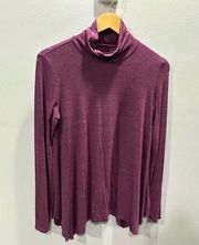 American Eagle  Women Medium Soft & Sexy Purple Turtleneck Long Sleeve Tee Shirt
