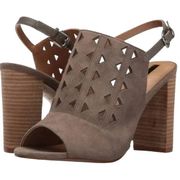 Tahari Marvel Taupe Brown Chicory Open Toe Chunky Slingback Sandals Size 10