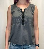 Converse One Star Women's Sleeveless Blouse Gunmetal Grey Gray S SM Small Light