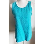 Flax • Linen Blue and Green Polka Dot Tank