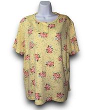 Fashion bug yellow floral print blouse women’s size 14/16W