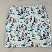 Talbots Womens Nautical/Sailboat Print Skirt Sz 6P