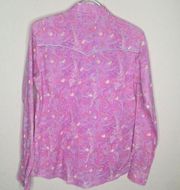 Wrangler Shirt Women S Pink Blue Western Button Down Shirt