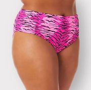 California Waves NEW 2X 3X sz 20/22 Pink Tiger Print Mid High Rise Bikini Bottom