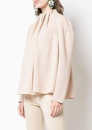 Tibi Esme Pleated Crepe Burlywood Tan Light Brown Top Shirt Blouse Size 00