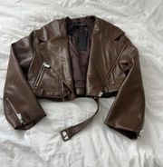 Lioness Brown Staten Island Faux Leather Jacket