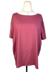 CRZ Yoga Pima Cotton Boat Neck Shirt Womens Size Large Misty Merlot Short Sleeve