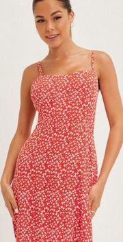 Faithful The Brand Capreria Mini Dress Red Floral Tie Back Women's Size 6