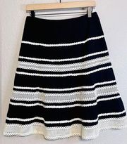 Talbots Women's 8 Pleated Skirt
Crochet Lace Lined Black White size 12