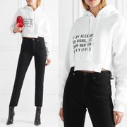 T by Alexander Wang Fleece Paneled Printed Cropped Sweatshirt + Sweatpants Set