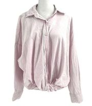 Young Fabulous Broke Linen Blend Twist Front Relaxed Blouse Top Pink sz Medium