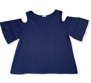 cold shoulder short sleeve navy blue blouse size 2X