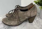 Paul Green Kelsey Lace Up Brougue Oxford Gray Nubuck Leather 6.5 Steampunk