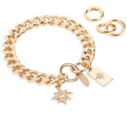 Ettika Starry Charms Gold Chunky Chain Link Bracelet with extenders. Brand New