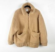 I.AM.GIA Tan Pixie Sherpa Long Sleeves Full Zipper Pockets Lined Teddy Coat