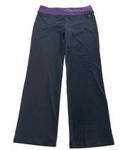 Danskin Pants Womens X Large Black Purple Straight Leg Yoga Track Pants Stretch