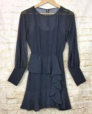 Bailey 44 Brandi Chiffon Dress Womens S Blue Medallion Print Long Sleeve Sheer