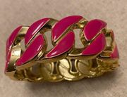 Barbiecore Hot pink enamel chain, motif cuff with hinge opening streetwear