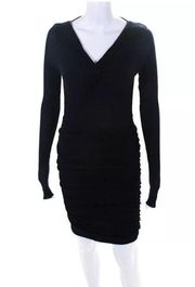 Maje Tight-Knit Long Sleeve Ruched Sweater Dress in Navy, Size 1 (S) Retail $345