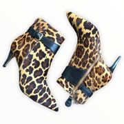 DVF Vacchetta Leopard Heeled Calf Hair Ankle Boots