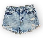 NWT Wild Fable Acid Wash Ripped Raw Hem High Waisted Jean Shorts 14