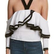 Haute Rogue Black White Top  Large Off shoulder