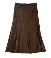 Monique Lhuillier Brown Silk Midi Skirt