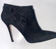 Reiss Black Suede Leather Booties Cutouts Size 38 (7.5)