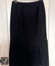 Long Wool Black Pleated Skirt