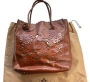 Patricia Nash Women's Brown Leather Cutout Tooled Cavo Tote with Dust Bag