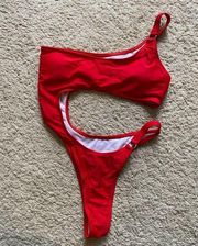 Matte Collection red one piece cut out bikini. Size Small