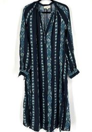 V. De. Vinster. Women's Striped Band Neck Long Sleeve Maxi Dress Indigo Sz Small