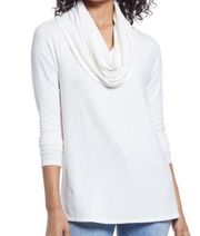 Gibson Cozy Convertible Neckline Tunic In Ivory