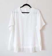 Molly Bracken White Pleated Hem Blouse