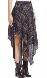 NEW Public School Danen Plaid Asymmetric Skirt Edgy Tartan High-Waist Midi Maxi