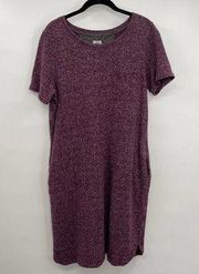 Duluth Trading Marled Purple T Shirt Dress Organic Cotton Women's Size Medium