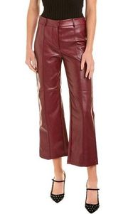 Avec Les Filles NEW Red Faux Leather Cropped Trouser Pants Size Small