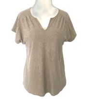 J. Jill Metallic Gold Shiny Short Sleeve Stretchy Tee Shirt Sz SP