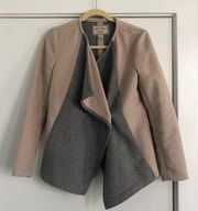 Wool Pink/Beige Gray Asymmetric women’s Jacket Snap Button blazer